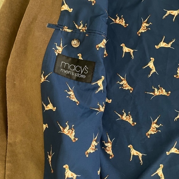 Lauren Ralph Lauren corduroy brown dog print elbow patch blazer sport coat 48R - Picture 5 of 8